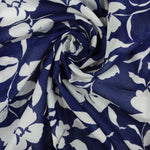 Load image into Gallery viewer, 3YD FLAWED REMNANT; White Floral on Navy Cotton Lawn | Designer Deadstock
