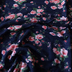 Load image into Gallery viewer, 2YD Coral Floral on Navy Jersey Knit | Kayla's Destash
