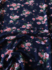 Load image into Gallery viewer, 2YD Coral Floral on Navy Jersey Knit | Kayla's Destash