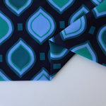 Load image into Gallery viewer, Peri/Green Lanterns on Navy Nylon Spandex Tricot | Designer Deadstock
