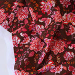 Load image into Gallery viewer, Liberty Floral on Chocolate Nylon Spandex Tricot | Designer Deadstock

