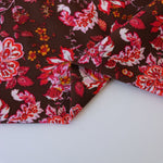 Load image into Gallery viewer, Liberty Floral on Chocolate Nylon Spandex Tricot | Designer Deadstock
