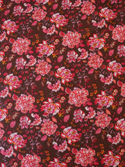 Load image into Gallery viewer, Liberty Floral on Chocolate Nylon Spandex Tricot | Designer Deadstock
