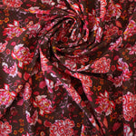 Load image into Gallery viewer, Liberty Floral on Chocolate Nylon Spandex Tricot | Designer Deadstock
