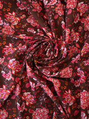 Load image into Gallery viewer, Liberty Floral on Chocolate Nylon Spandex Tricot | Designer Deadstock
