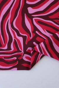 Pink/Cranberry/Maroon Marble Nylon Spandex Tricot | Designer Deadstock
