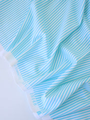 Load image into Gallery viewer, Sky Blue &amp; White Horizontal 1/8&quot; Stripe Nylon Spandex Tricot | Designer Deadstock
