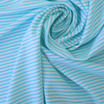 Load image into Gallery viewer, Sky Blue &amp; White Horizontal 1/8&quot; Stripe Nylon Spandex Tricot | Designer Deadstock
