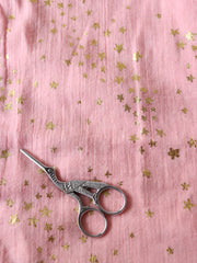 Load image into Gallery viewer, 3YD Gold Stars on Pink Single Gauze | Kayla's Destash