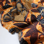 Load image into Gallery viewer, Olive/Rust Floral on Gold Rayon Challis | Designer Deadstock
