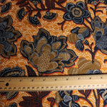 Load image into Gallery viewer, Olive/Rust Floral on Gold Rayon Challis | Designer Deadstock
