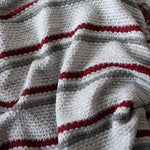 Load image into Gallery viewer, 3YD Gray/Burgundy/Dk Gray Stripe Loose Weave Waffle Knit | Kayla's Destash
