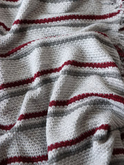 Load image into Gallery viewer, 3YD Gray/Burgundy/Dk Gray Stripe Loose Weave Waffle Knit | Kayla's Destash