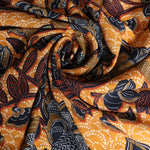 Load image into Gallery viewer, Olive/Rust Floral on Gold Rayon Challis | Designer Deadstock
