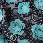 Load image into Gallery viewer, 1YD 20IN Aqua Roses On Paisley Scuba Knit | Kayla's Destash
