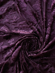 Load image into Gallery viewer, Burgundy Floral Velvet on Stretch Mesh