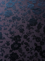 Load image into Gallery viewer, Black/Cocoa Floral Velvet on Stretch Mesh