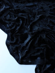 Load image into Gallery viewer, Black Floral Velvet on Stretch Mesh