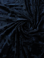 Load image into Gallery viewer, Black Floral Velvet on Stretch Mesh