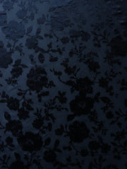 Load image into Gallery viewer, Black Floral Velvet on Stretch Mesh