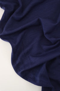 34IN REMNANT; Navy Galway Wool Spandex Jersey Knit | By The Half Yard