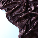 Load image into Gallery viewer, Chocolate Floral Velvet on Stretch Mesh
