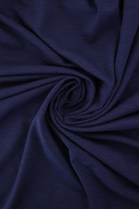 34IN REMNANT; Navy Galway Wool Spandex Jersey Knit | By The Half Yard