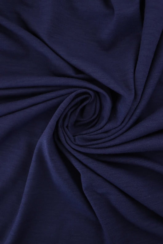 34IN REMNANT; Navy Galway Wool Spandex Jersey Knit | By The Half Yard