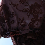 Load image into Gallery viewer, Chocolate Floral Velvet on Stretch Mesh
