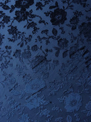 Load image into Gallery viewer, Navy Floral Velvet on Stretch Mesh