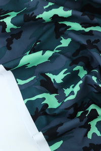 Neon Mint & Grays Small Camo QUAD Performance Jersey Knit | By The Half Yard