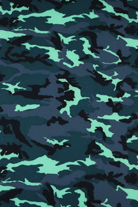 Neon Mint & Grays Small Camo QUAD Performance Jersey Knit | By The Half Yard