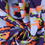 Load image into Gallery viewer, Lime/Orange/Lilac Small Camo QUAD Performance Jersey Knit | By The Half Yard
