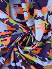 Load image into Gallery viewer, Lime/Orange/Lilac Small Camo QUAD Performance Jersey Knit | By The Half Yard
