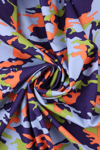 Lime/Orange/Lilac Small Camo QUAD Performance Jersey Knit | By The Half Yard