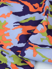 Load image into Gallery viewer, Lime/Orange/Lilac Small Camo QUAD Performance Jersey Knit | By The Half Yard
