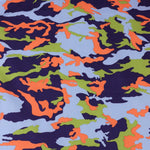 Load image into Gallery viewer, Lime/Orange/Lilac Small Camo QUAD Performance Jersey Knit | By The Half Yard
