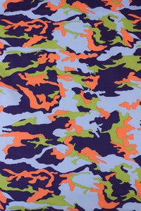 Lime/Orange/Lilac Small Camo QUAD Performance Jersey Knit | By The Half Yard