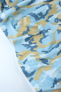 1YD PRECUT; Sand & Blues Small Camo QUAD Performance Jersey Knit | By The Half Yard