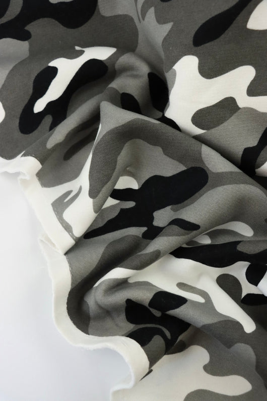 Gray Camo 100% Cotton Fleece