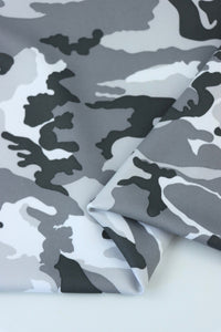 White & Grays Small Camo QUAD Performance Jersey Knit | By The Half Yard