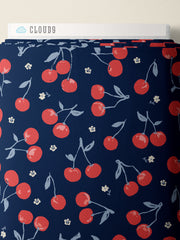 Load image into Gallery viewer, Navy Cherries Cotton Lawn | Jubilant | Cloud9