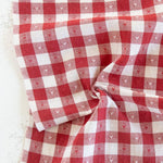 Load image into Gallery viewer, Gingham Dobby Hearts in Cherry | Queen of Hearts | Fableism Supply Co
