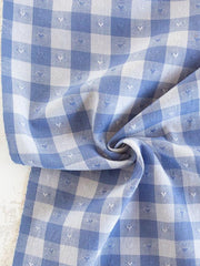 Load image into Gallery viewer, Gingham Dobby Hearts in Alice Blue | Queen of Hearts | Fableism Supply Co