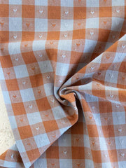 Load image into Gallery viewer, Gingham Dobby Hearts in Riviera | Queen of Hearts | Fableism Supply Co