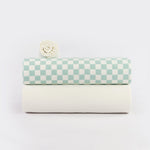 Load image into Gallery viewer, Checkers French Terry | Off White/Granite Green | See You At Six | By The Half Yard
