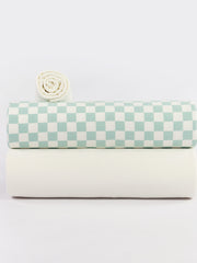 Load image into Gallery viewer, Checkers French Terry | Off White/Granite Green | See You At Six | By The Half Yard