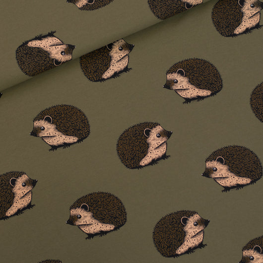 Hedgehog French Terry | Beech Green | See You At Six | By The Half Yard