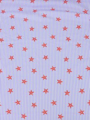 Load image into Gallery viewer, Tiny Starfish on Lavender Vertical Stripe Swim Tricot | Italian Designer Deadstock | By The Half Yard
