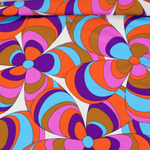 Load image into Gallery viewer, Brown/Purple/Blue/Red Retro Wavy Floral Swim Tricot | Italian Designer Deadstock | By The Half Yard
